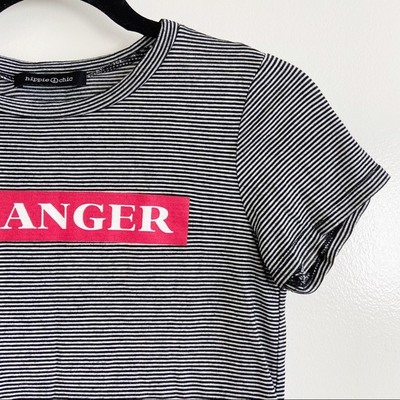 Hippie Chic STRANGER Striped Black Crop Top XS - Picture 2 of 6